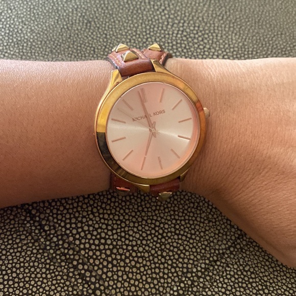 Michael Kors | Genuine Leather Studded Double-Wrap Watch - Picture 6 of 10